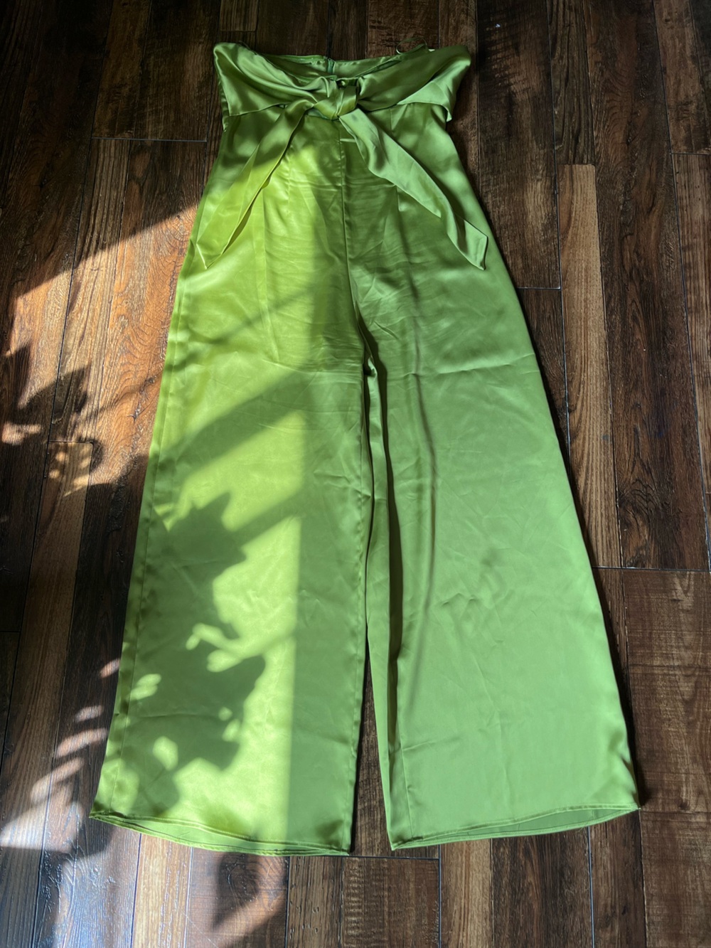 ZARA CUT OUT BOW SATIN EFFECT JUMPSUIT Pistachio/green